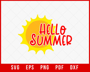 Hello Summer Sun T-shirt Design Digital Download File