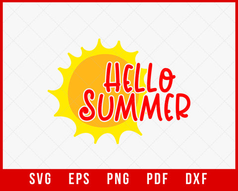 Hello Summer Sun T-shirt Design Digital Download File