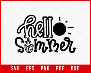 Hello Summer Sun Pineapple T-shirt Design Digital Download File