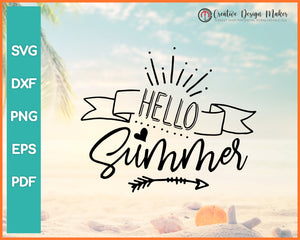 Hello Summer svg For Cricut Silhouette And eps png Printable Files