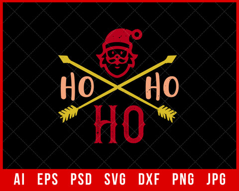 Ho Ho Ho Funny Christmas Editable T-shirt Design Digital Download File