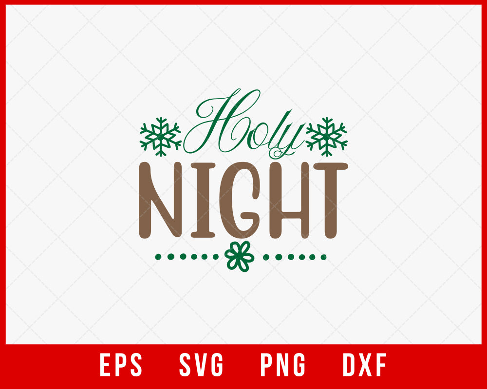 Holy Night Merry Christmas Winter Holiday SVG Cut File for Cricut and Silhouette