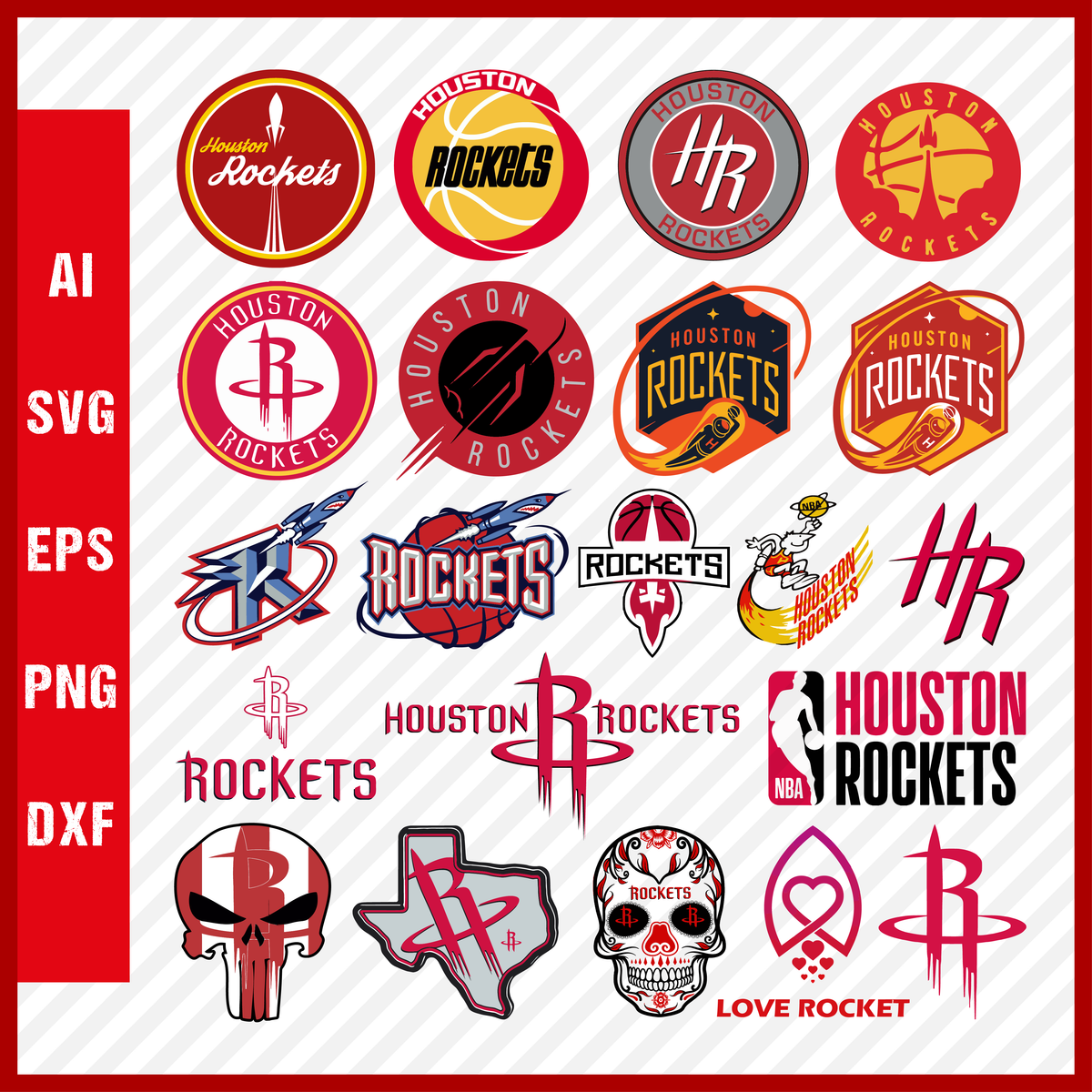 NBA Houston Rockets Svg Cut Files Basketball Clipart Bundle ...