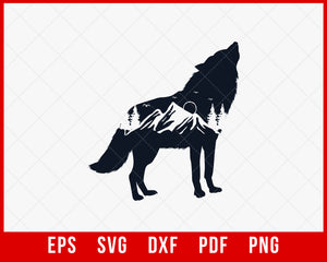 Howling Wolf Mountain Range Funny Hunting SVG Cutting File Digital Download