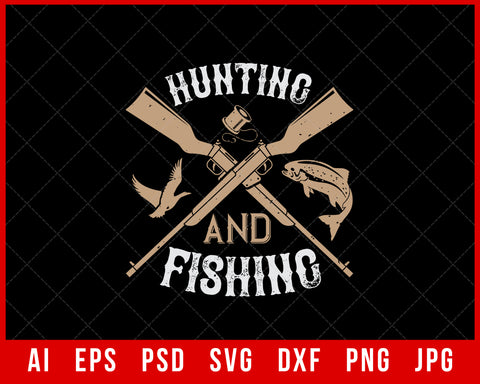 Hunting and Fishing Editable T-shirt Design Digital Download File