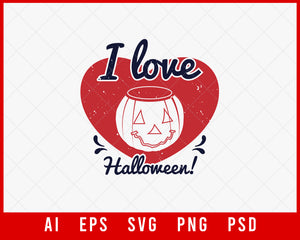 I Love Halloween Editable Funny T-shirt Design Digital Download File