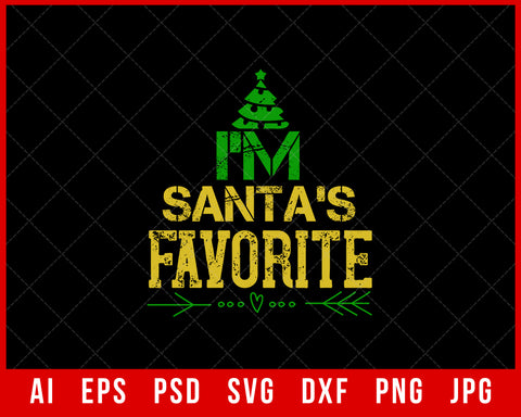 I’m Santa’s Favorite Christmas Gift for Family Editable T-shirt Design Digital Download File