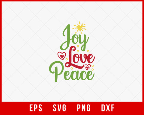 Joy Love Peace Merry Christmas Pajama with Santa Hat SVG Cut File for Cricut and Silhouette