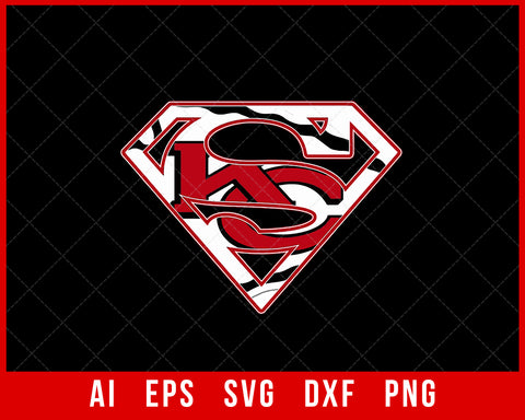 Kansas City Chiefs Superman Logo Shirt Design SVG File for Cricut Maker and Silhouette Cameo Digital Download