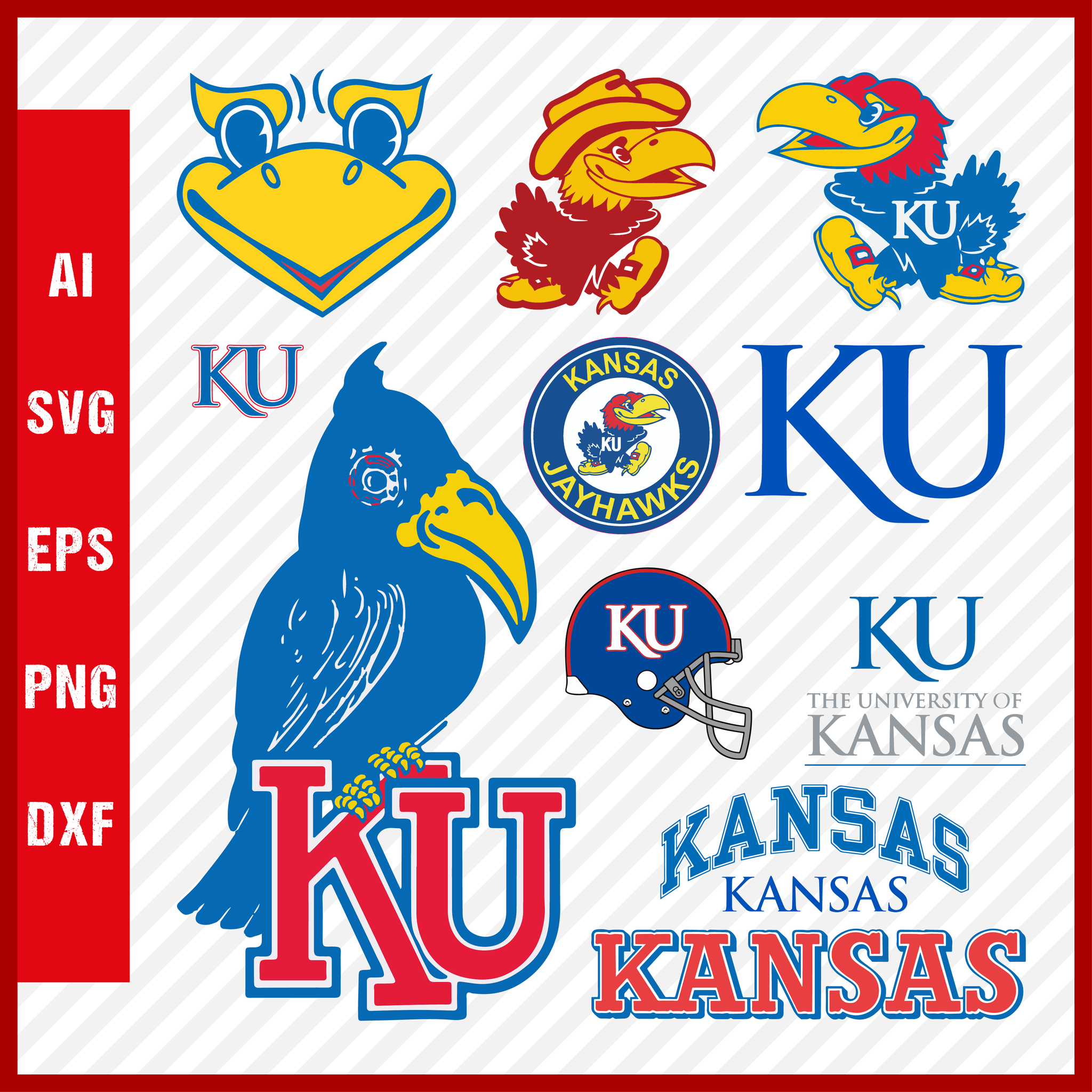 Kansas Jayhawks svg NCAA National Collegiate Athletic Association Team Logo Clipart Bundle