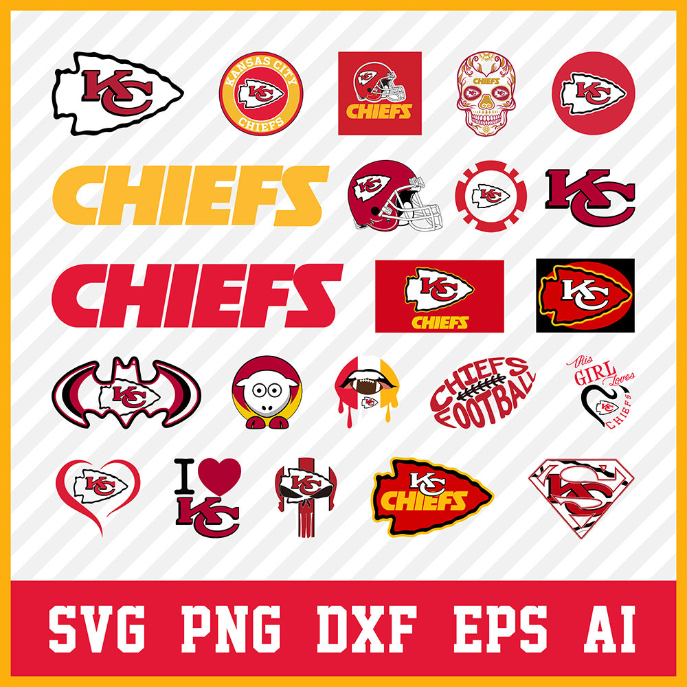 Kansas City Chiefs Svg Bundle, Chiefs Svg, Kansas City Chiefs Logo, Chiefs Clipart, Football SVG bundle, Svg File for cricut, Nfl Svg  • INSTANT Digital DOWNLOAD includes: 1 Zip and the following file formats: SVG, DXF, PNG, EPS, PDF  • Artwork files are perfect for printing, resizing, coloring and modifying with the appropriate software.  • These digital clip art files are perfect for any projects such as: Scrap booking, paper goods, DIY invitations & announcements, clothing and accessories, party favors, 