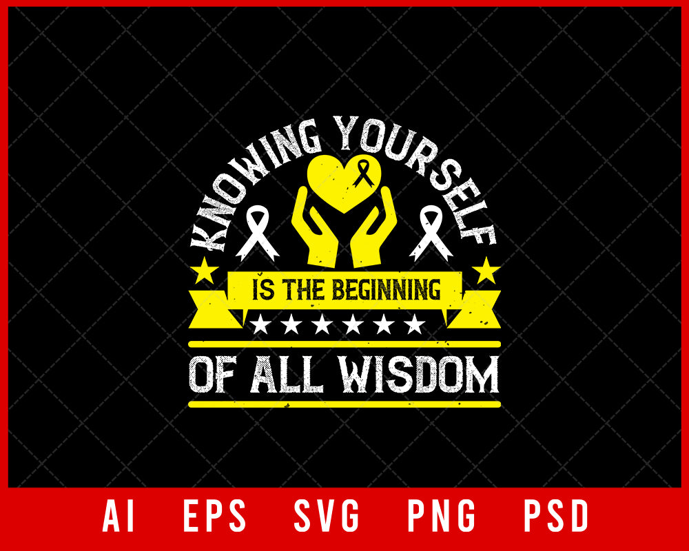 Knowing Yourself Is the Beginning of All Wisdom Awareness Editable T-shirt Design Digital Download File 