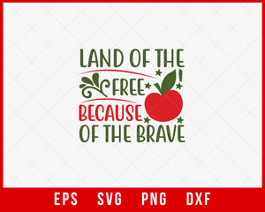 Land of the Free Because of The Brave Merry Christmas Holiday SVG Cut File for Cricut and Silhouette