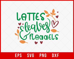 Lattes Leaves & Flannels Pumpkin Funny Halloween SVG Cutting File Digital Download