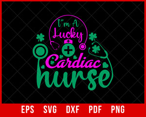 Leopard Shamrock Lucky Cardiac Nurse St Patrick's Day T-Shirt Design Nurse SVG Cutting File Digital Download      