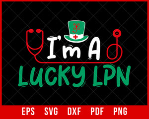 Leopard Shamrock Lucky LPN Nurse St Patrick's Day T-Shirt Design Nurse SVG Cutting File Digital Download 