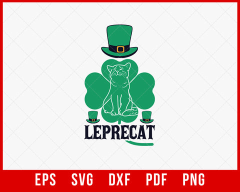 Funny Leprechaun Cat Long Sleeve Shirt St Patrick's Day T-Shirt Cats SVG Cutting File Digital Download    