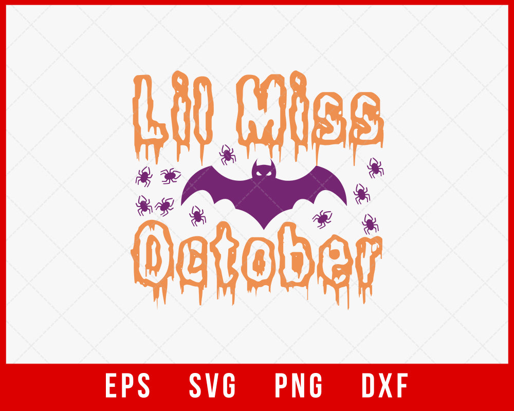 Lil Miss October Funny Halloween Cutting File Digital Download