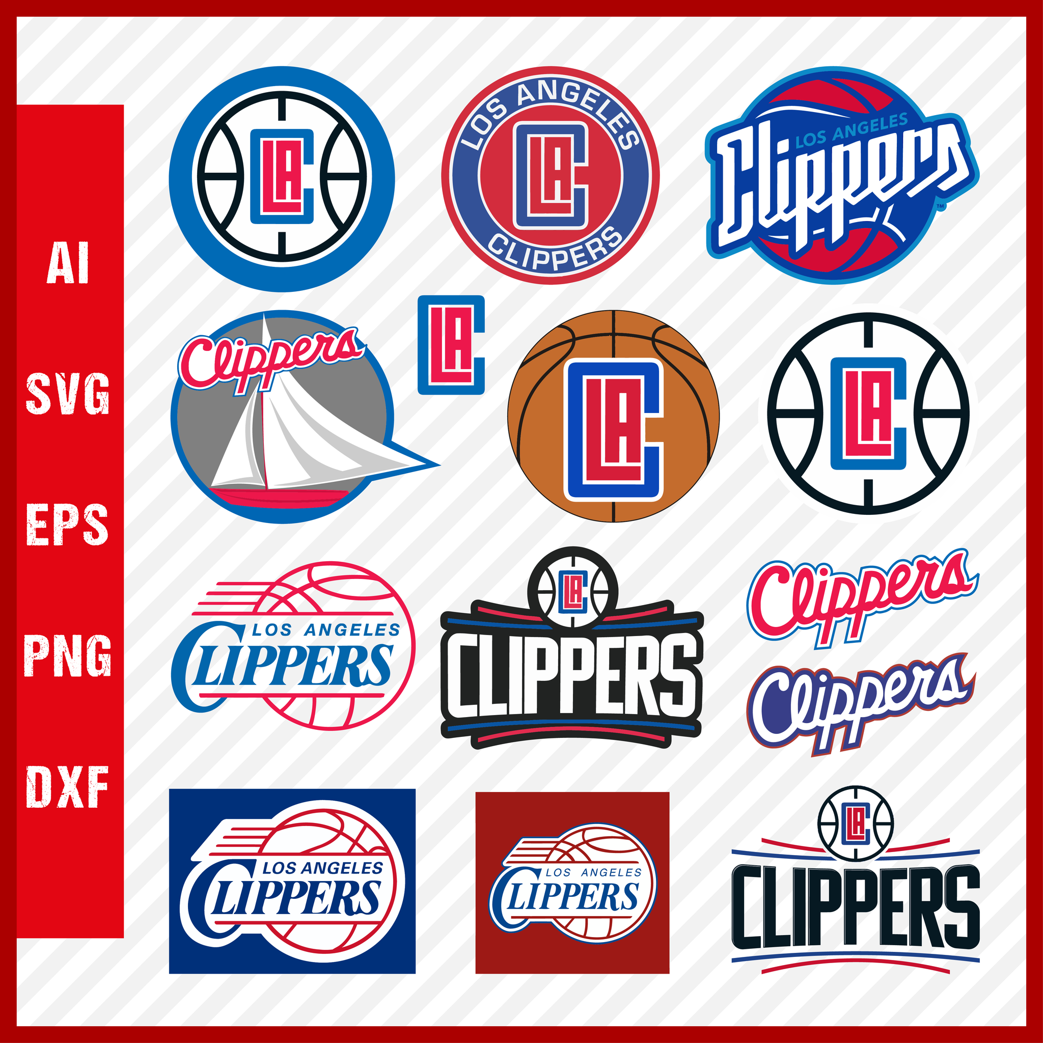 NBA Los Angeles Clippers Svg Cut Files Basketball Clipart Bundle