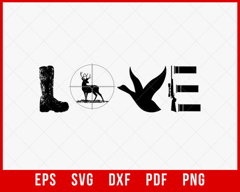 Love Waterfowl Deer Hunting Outdoor SVG Cutting File Digital Download