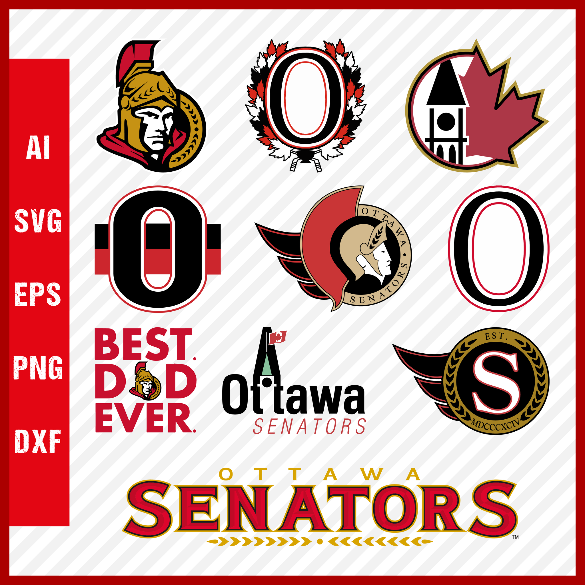 Ottawa Senators Svg NHL National Hockey League Team Svg Logo Clipart Bundle