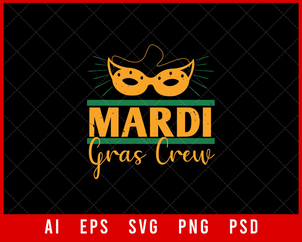 Mardi Gras Crew Funny Fat Tuesday Editable T-shirt Design Digital Download File