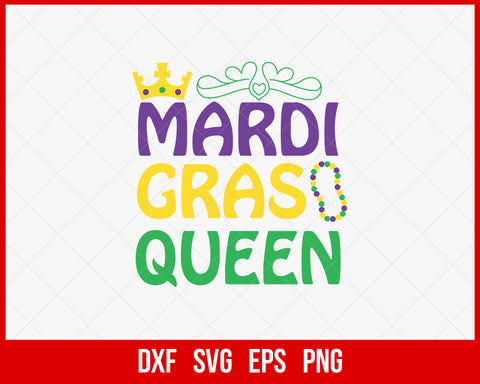 Mardi Gras Queen Fat Tuesday Clipart SVG Cut File for Cricut and Silhouette