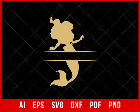 Disney Princess Monogram Ariel the Little Mermaid SVG Cut File for Cricut Silhouette Digital Download
