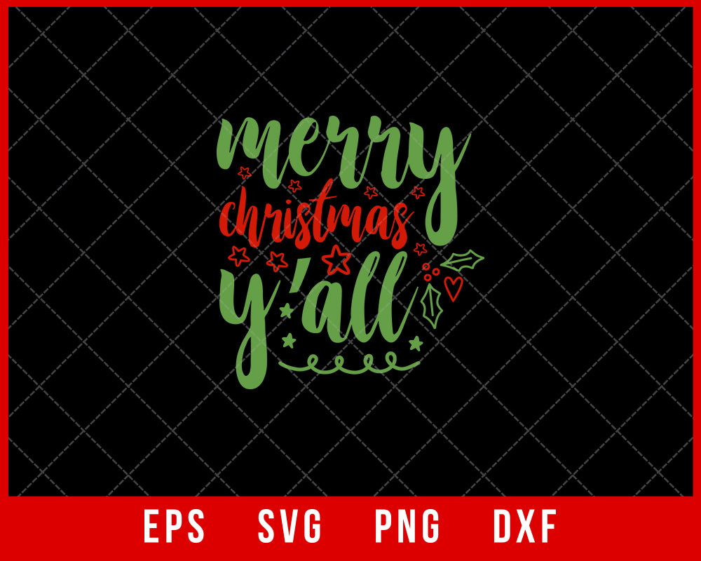 Merry Chrismas Y’all Xmas Tree SVG Cut File for Cricut and Silhouette