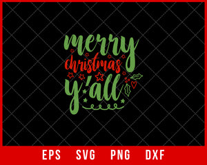 Merry Chrismas Y’all Xmas Tree SVG Cut File for Cricut and Silhouette