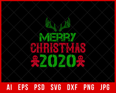 Merry Christmas 2021 Santa Hat Editable T-shirt Design Digital Download File