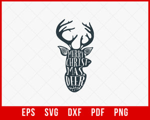 Merry Christmas Deer Funny Reindeer Antler SVG Cutting File Digital Download