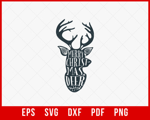 Merry Christmas Deer Funny Reindeer Antler SVG Cutting File Digital Download