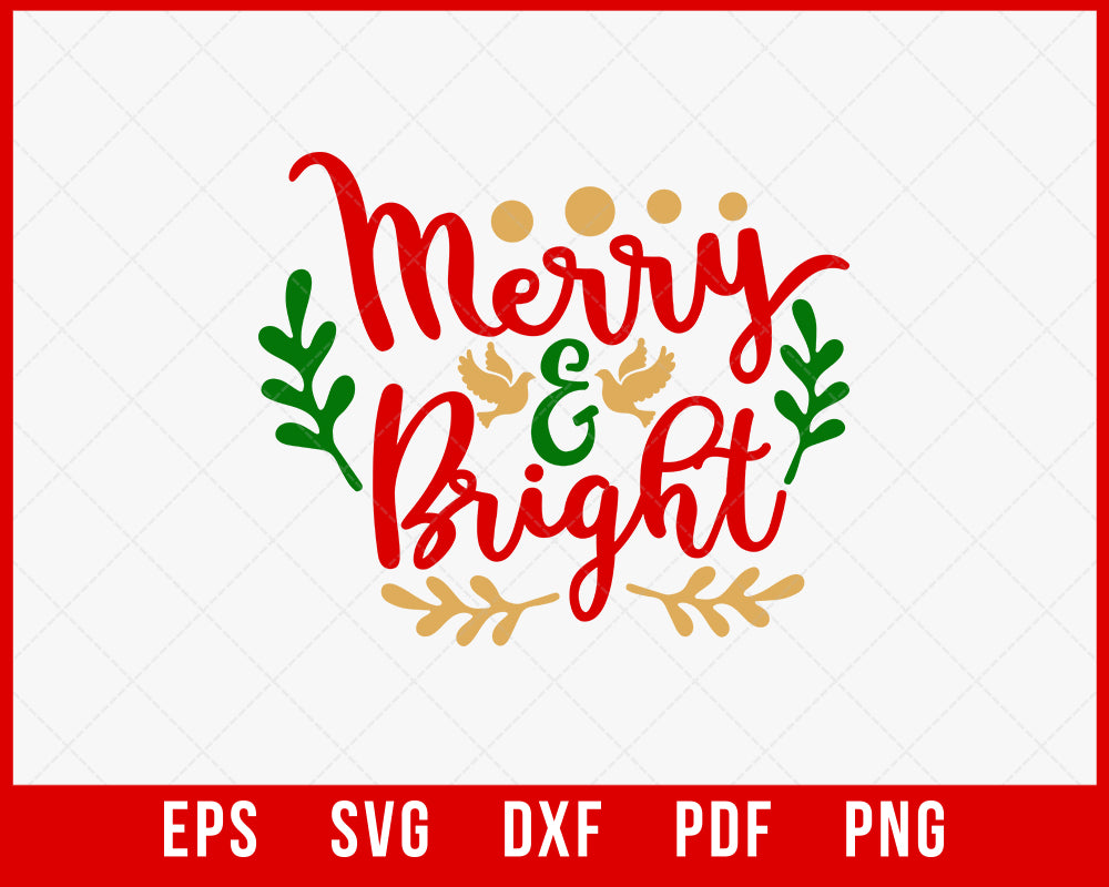 Merry and Bright Funny Christmas Santa Hat SVG Cutting File Digital Download