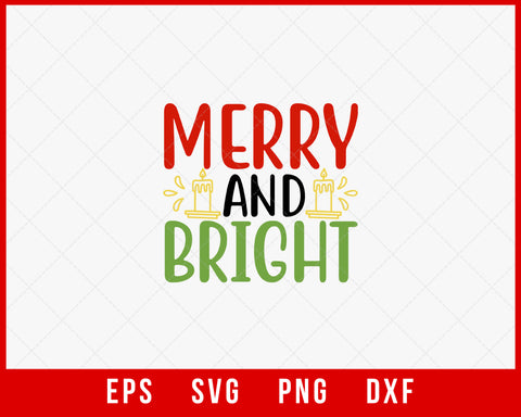 Merry and Bright Christmas Santa Hat SVG Cut File for Cricut and Silhouette