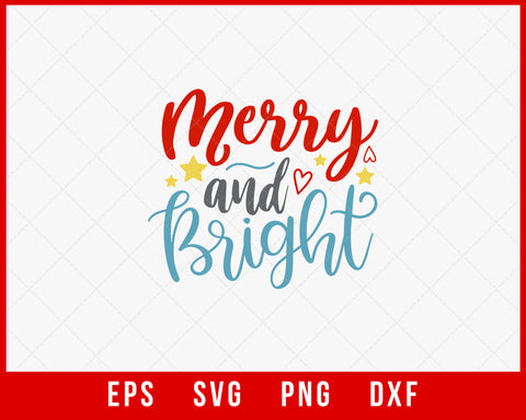 Merry and Bright Christmas Pajama Family Gift SVG Cut File for Cricut and Silhouette