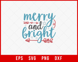 Merry and Bright Christmas Pajama SVG Cut File for Cricut and Silhouette