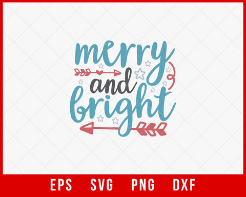 Merry and Bright Christmas Pajama SVG Cut File for Cricut and Silhouette