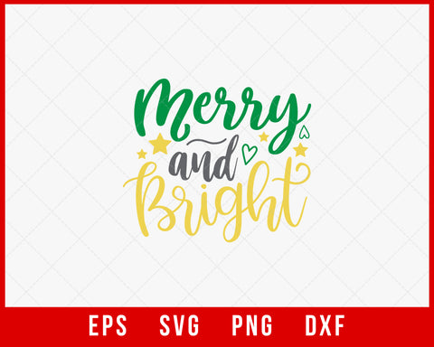 Merry and Bright Christmas SVG Cut File for Cricut and Silhouette Digital Download