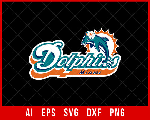 Miami Dolphins Logo Clipart NFL T-shirt Design SVG Cut File for Cricut Digital Download
