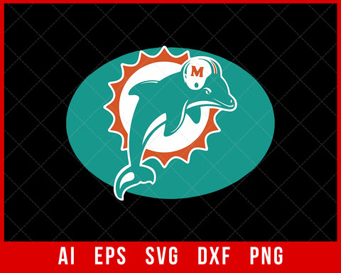 Dolphins Clipart SVG NFL Team Miami Dolphins Silhouette T-shirt Design Cut File for Cricut Digital Download