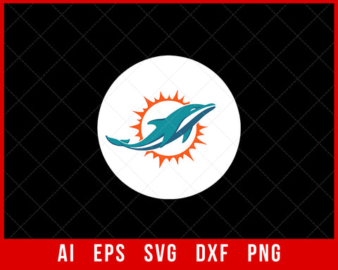 NFL Sports Logo of Miami Dolphins Football Club SVG T-shirt Design SVG Cut File for Cricut Digital Download