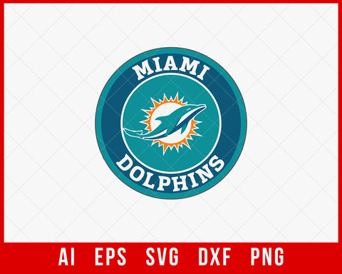 Miami Dolphins Logo Clipart SVG NFL T-shirt Design Cut File for Cricut Digital Download