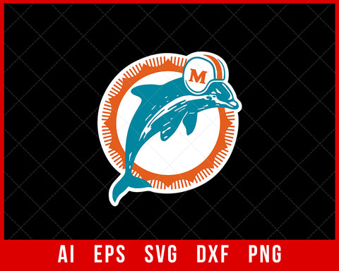 Miami Dolphins Logo Silhouette Cameo NFL T-shirt Design SVG Cut File for Cricut Digital Download
