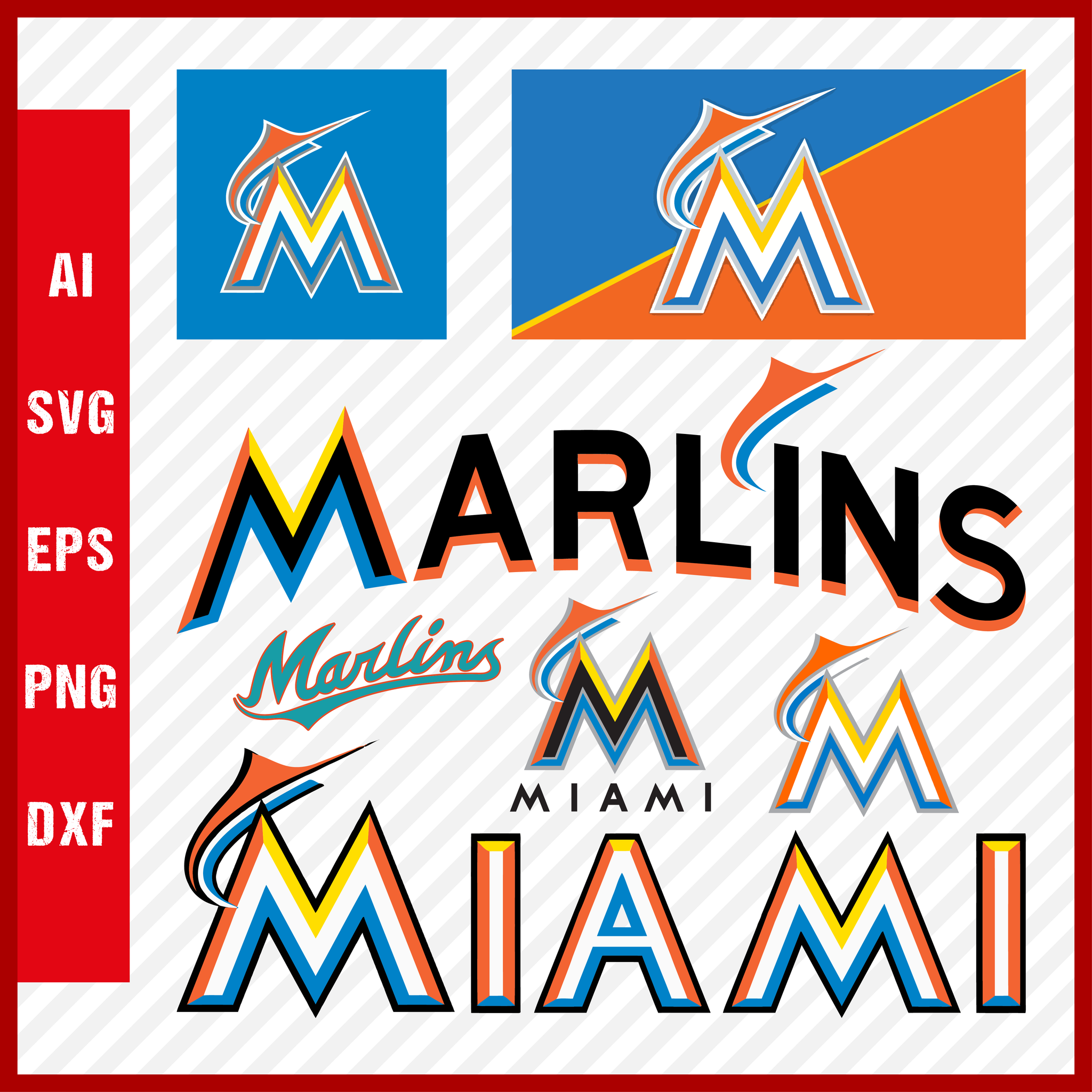 Miami Marlins Mlb Svg Cut Files Baseball Clipart Bundle