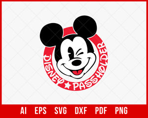 Mickey Mouse Disney Passholder SVG Cut File for Cricut Silhouette Digital Download