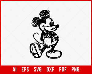 Mickey Mouse Drawing Outline Disney SVG Cut File for Cricut Silhouette Digital Download