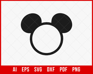 Mickey Mouse Head Outline Clipart Monogram SVG Cut File for Cricut Silhouette Digital Download