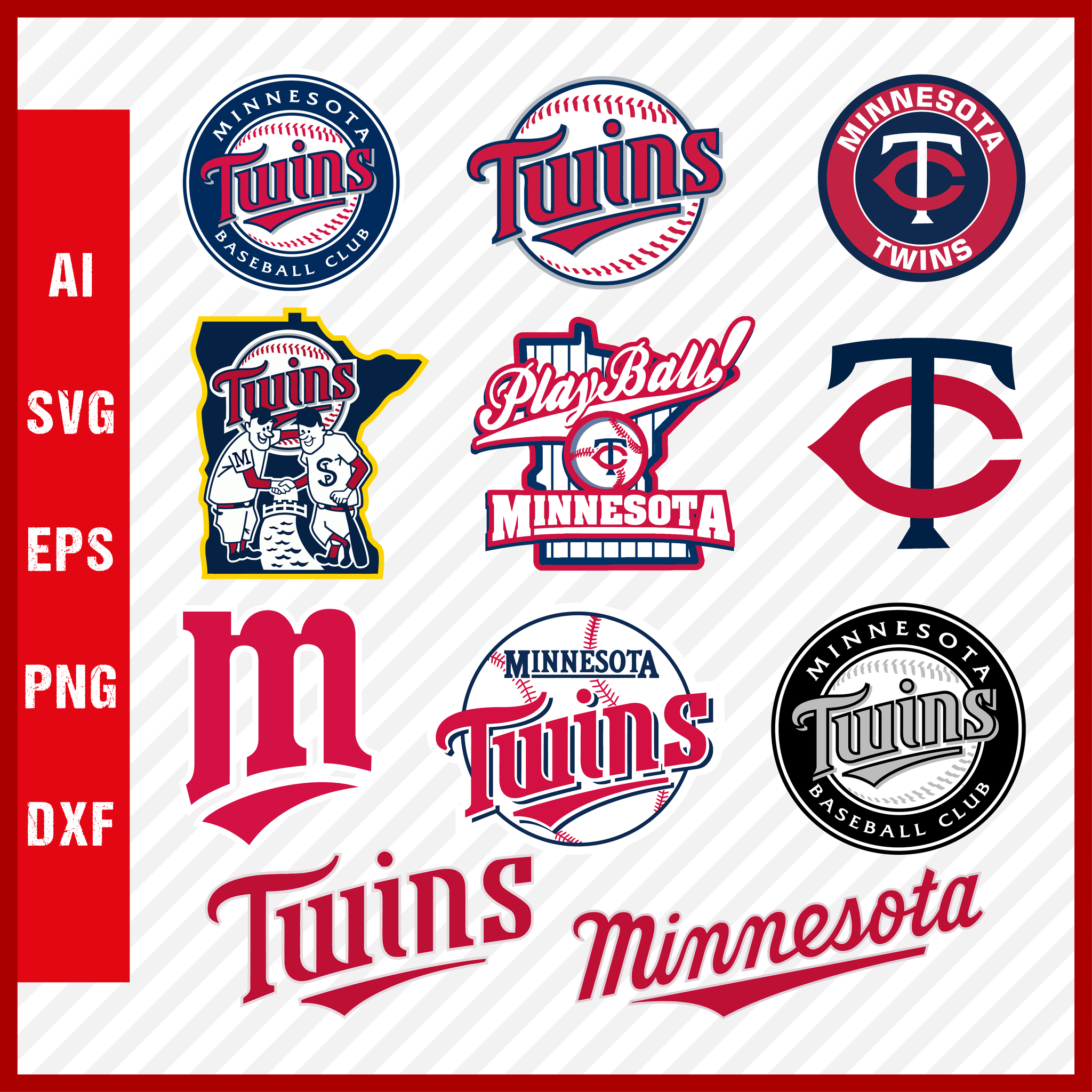 Minnesota Twins Mlb Svg Cut Files Baseball Clipart Bundle