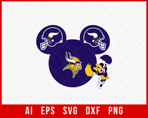 Minnesota Vikings and Mickey Mouse Clipart NFL SVG Cut File for Cricut Digital Download